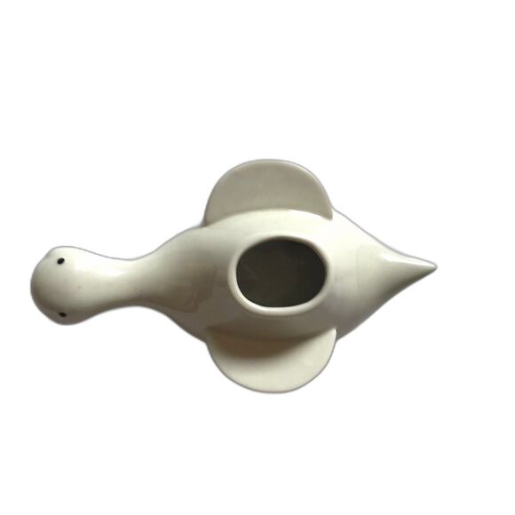 Pier 1 Imports Stoneware White Sea Turtle Grinning Planter Flower Succulent - Picture 3 of 6